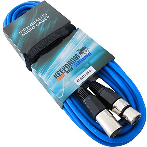 keepdrum MC-001XX BL 6m Mikrofonkabel Blau XLR Female/XLR Male + Klettkabelbinder