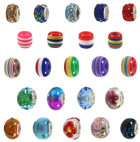 TOAOB 50 Stück Bunte Glasperlen Europäische Perlen Anhänger für Charms Schmuckarbeiten Armbänder Halsketten