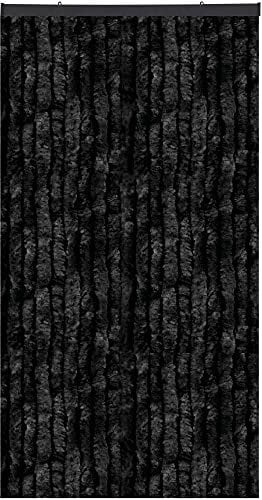 Arsvita Flauschvorhang Türvorhang (100x200 cm) in Schwarz als Insektenschutz für Balkon, Terrasse oder Wohnmobil, Wohnwagen, Pavillon