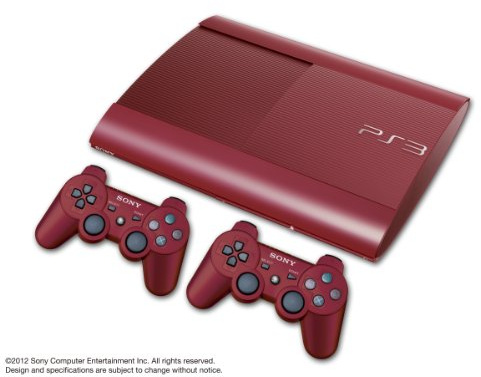PlayStation 3 - Konsole Slim Rot 500GB Superslim mit 2 DualShock 3 Wireless Controllern