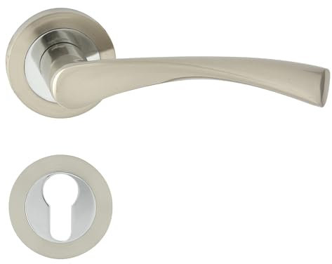 Domino Maniglia per Porta Interna Romana della R M6M9 PZ Cilindro Profilo Pomello in Nichel Cromato [Cilindro a Profilo]