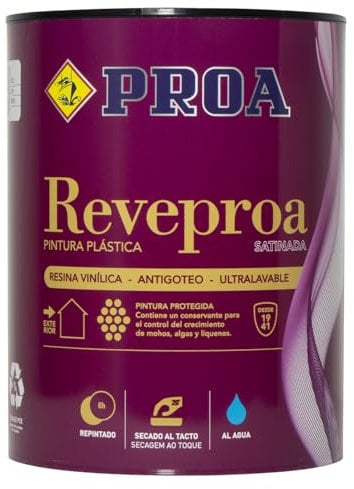 Pintura satinada PROA antihumedad. Blanco. 4 L.