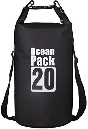 Mochila impermeable de lona 500D, resistente, de PVC, resistente al agua, para kayak / bote / canoa / pesca / rafting / Natación / Camping / snowboard, negro