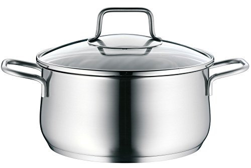 WMF Brilliant Kochtopf klein 20cm, Glasdeckel, Bratentopf Induktion 3l, Cromargan Edelstahl satiniert matt, unbeschichtet