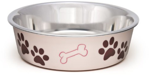 Loving Pets Stainless Steel Bella Dog Bowl Non-Slip Dishwasher Safe & Bacteria Resistant Metallic Pet Dish - Paparazzi Pink - Large (1.5 Litre)