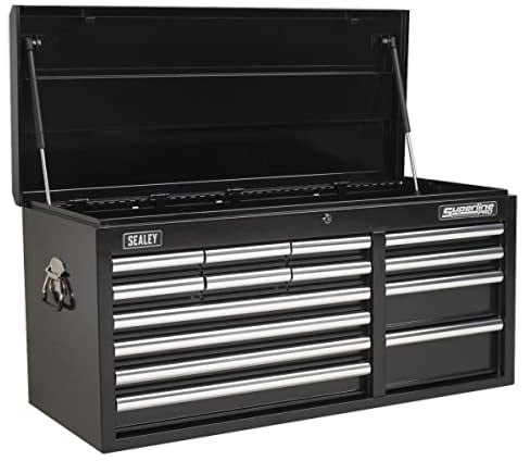 Sealey AP41149B Heavy-Duty 14 Drawer Topchest with Ball Bearing Runners, 1025mm x 435mm x 490mm, Black