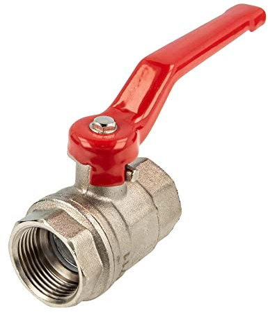 tecuro Kugelhahn, beidseitig Innengewinde Rp 1/4 Zoll (DN 10) Stahlhebel lang, Messing vernickelt