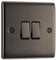BG Electrical NBN42 Doppel-Lichtschalter, schwarzer Nickel, 2-Wege, 16AX