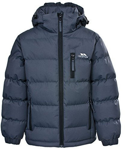 Trespass Jungen Tuff Wasserdichte Regenjacke Mit Abnehmbarer Kapuze, Flint, 9/10 (134-140 cm) EU