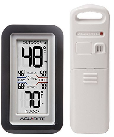 AcuRite 02043 Digital Thermometer with Indoor/Outdoor Temperature,Black
