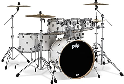 PDP by DW 5 Concept Ahorn Shell Pack mit Chrom Hardware Blue Sparkle Konzept Ahorn 7-Piece Pearlexcent White