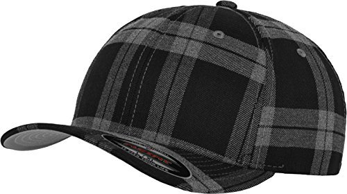 Flexfit Unisex 6197-Flexfit Tartan Plaid Mützen, blk/Gry, L/XL