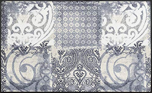 wash+dry Fußmatte, Arabesque 75x120 cm, Innen und Außen, waschbar, Grau