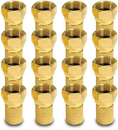 ARLI Sat F Stecker 16 x F-Stecker 7-7,5 mm breiter Mutter Dichtring Koax Kabel Koaxialkabel HD Anlagen F-Verbinder Verbinder Kupplung Buchse LNB Multischalter F-Anschluss 4K16 Stück vergoldet