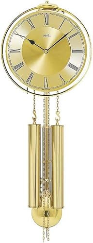 Pendeluhr AMS 356 Wanduhr mit Pendel Gehäuse Messing by AMS