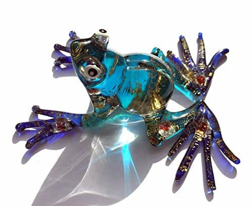 Frosch - Frog Glasfigur Glastier Nr.2 Blau - Figur aus Glas Blauer Baumsteigerfrosch - Frog - Deko Setzkasten Vitrine