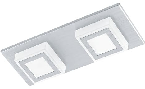 EGLO LED Deckenleuchte Masiano, 2 flammige Deckenlampe | Wohnzimmerlampe aus Aluminium und Kunststoff, Flurlampe, warmweiß
