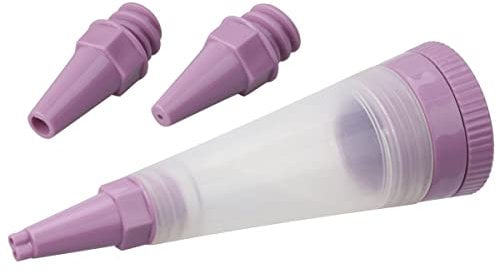 Zenker 684695 Stylo de pâtisserie et 3 embouts, stylo décoration de gâteau, stylo type poche à douille, Silicone, Plastique, Rose, 15 x 5,5 x 4 cm
