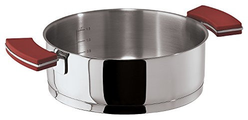Sambonet 12'O'Clock Red Casseruola Ø 24 cm, Acciaio Inox 18/10, Manici Antiscottatura in Silicone Rosso, con Interno Graduato