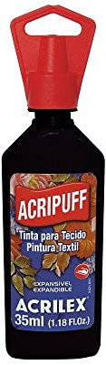 Acrilex 35 ml acripuff heatpuff Pintura de Tela, Color Negro