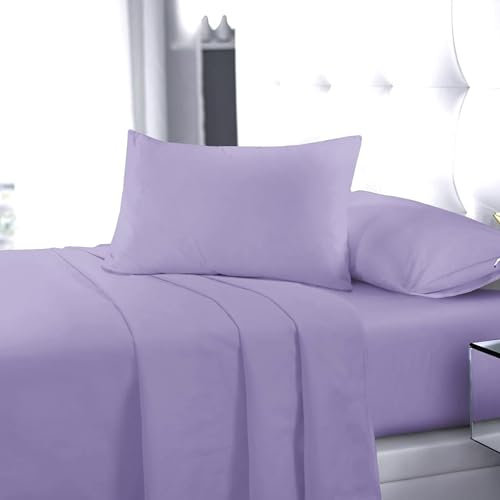 Rohi Easycare Flat Sheet Double – Soft Touch Cotton Blend Top Bed Sheets – Anti Allergy & Durable – Cool & Comfortable Top Sheets (Double Flat Sheet, 228 x 254 cm, Lilac)