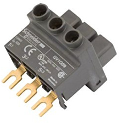 Schneider Electric, TeSys GV2, TeSys D and TeSys U - terminal block - 3P - from the top, GV1G09, TeSys GV2