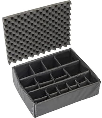 PELI 1605 Set gepolsterte Trennwände und Noppenschaum für Deckel, Original Protector Case Zubehör, Kompatibel 1600 Koffer, Farbe: Schwarz