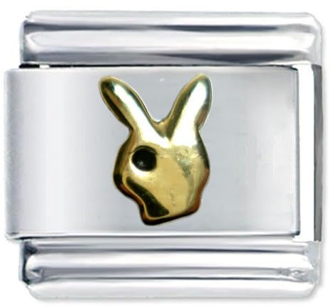 Quiges 9mm Italian Style Charm Modell Edelstahl gold payboy Kaninchen für Italien Charm Armbänder