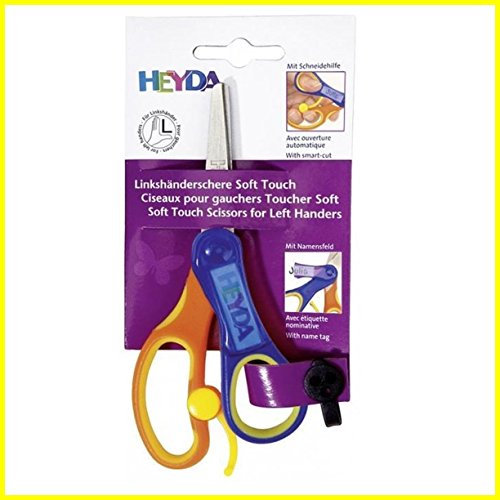 Heyda 2048077 Kinderschere Soft-Touch 14 cm mit Soft-Touch-Einlage rund für Linkshänder)