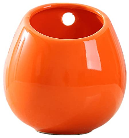 Moyishi Mini Decorative Ceramic Hanging Planter Flower Pot Water Planter Plant Vase (Orange)