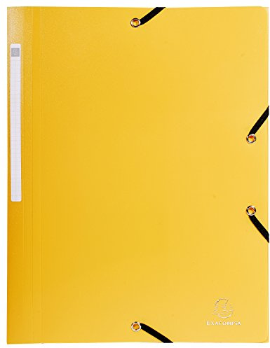 Exacompta 55809E 10er Pack Einschlagmappe OPAK. Aus blickdichtem Kunststoff DIN A4 mit 2 Gummizügen und 3 Klappen gelb Sammelmappe Dokumentenmappe ideal für Büro und Schule