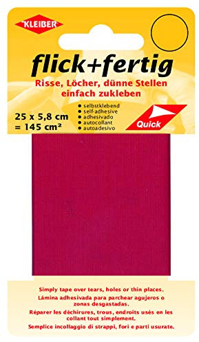 Kleiber flick und fertig, selbstklebender Flicken, Risse, Löcher, dünne Stellen einfach zukleben, Nylon zuschneidbar, hellrot (25 x 5,8 cm)