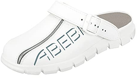 Abeba - Zapatos (Piel Lisa, con Correa de Ajuste, Plantilla Intercambiable), Color Blanco y Azul Claro, Blanco, 7310