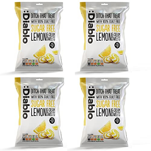Diablo Sugar-Free Candy - Lemon and Cream Sweets Sweetened with Maltitol, Sugar-Free Treats for All Occasions, Ideal for Gift Boxes, Mother’s Day & Father’s Day – 75g, Pack of 4
