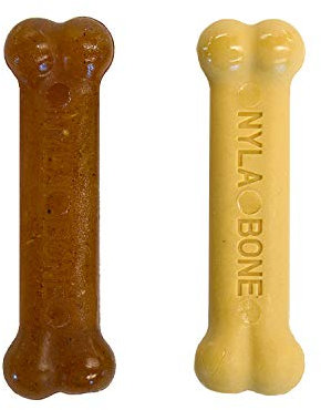 Nylabone, Kauknochen für Welpen und Zahnpflege-Spielzeug für zahnende Welpen, Wohltuender Kauknochen, für kleine Welpen bis 11kg, für sanft kauende/zahnende Hunde, Hühnchen und Erdnussbutter, 2er-Pack, Extra Kleine