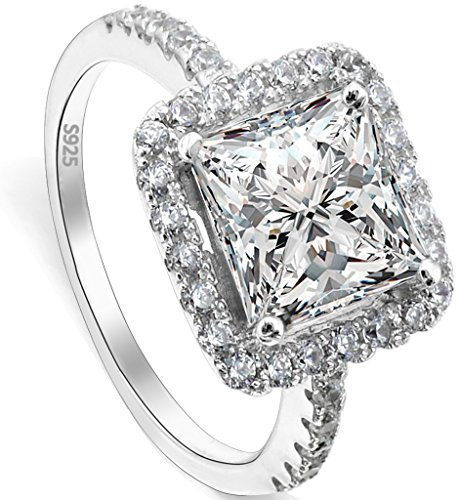 EVER FAITH® 925 Sterling Silber Princess Cut klassisch CZ Engagement Ring - Größe 59 (18.8) N06645-4