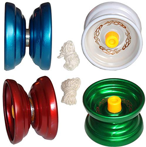 4 Metall Jojos mit Kugellager Freilauf und Ersatzfaden YoYo JoJo Jo-Jo