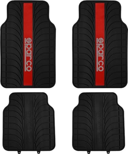 SPARCO SPC1913RS Teppiche SPC rote streifen PVC/LATEX 4 STÜC, Red, Set of 4