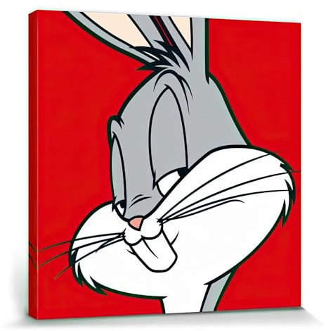 1art1 Looney Tunes Poster Bugs Bunny Bilder Leinwand-Bild Auf Keilrahmen | XXL-Wandbild Poster Kunstdruck Als Leinwandbild 40x40 cm