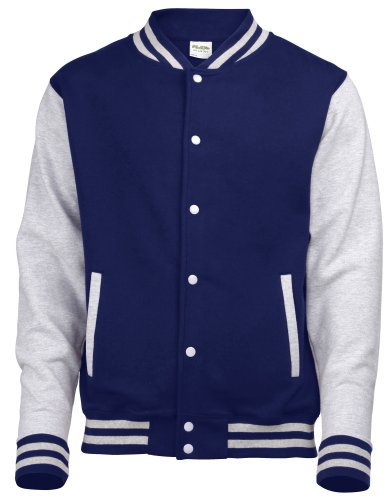 Awdis Unisex Varsity Jacket (S) (Oxford Navy / Heather Grey)
