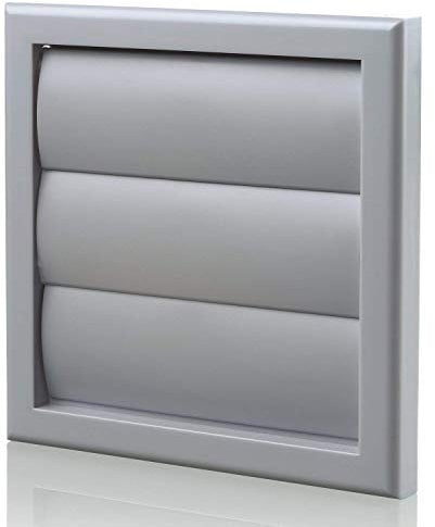 4/100mm Plastic Gravity Grille Extractor Fan Ventilation Duct Shutter Flap Non-Return Outlet Gravity Grill (Grey)
