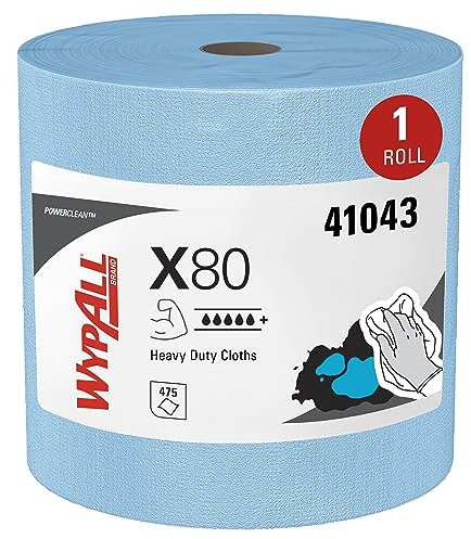 Wypall X80-Tücher 8347 – 1 Großrolle mit 475 blauen, 1-lagigen Tüchern, 12.50 x 13.40