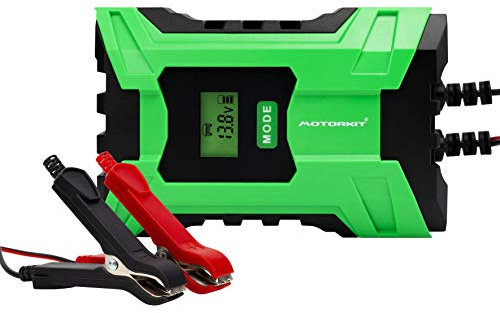 Motorkit Caricabatterie con indicatore LCD, 6A, Solo per batterie al Piombo-Acido, Sistema di Ricarica Intelligente.