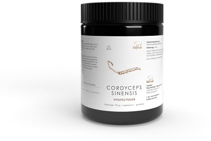 Pilze Wohlrab - Cordyceps BIO Pulver - 100 g Reines Cordyceps Pulver mikrofein vermahlen - Vitalpilze Pilzpulver - 1 Dose - Vegan
