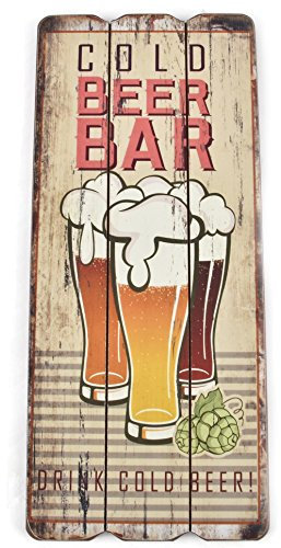 Wandbild Cold Beer Design MDF 34x15cm Schild Kunstdruck (Bunt Braun)
