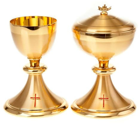 Holyart Kelch und Pyxis vergoldet mit Kreuz, Kelch