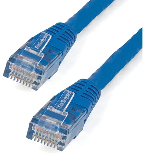 StarTech.com Cable Ethernet Cat6 – 3 pies – Azul – Cable de conexión – Cable de Red Moldeado Cat6 – Cable de Red Corto – Cable Ethernet – Cable Cat 6 – 3 pies (C6PATCH3BL)