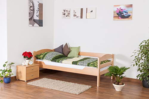 Einzelbett Easy Premium Line K1/n/s, Buche Vollholz massiv Natur - Maße: 90 x 190 cm