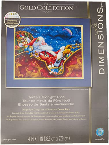 Dimensions Counted Cross Stitch Kit Santas Midnight Ride 35.5cm x 27.9cm, 14 x 11
