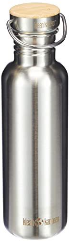 Klean Kanteen Edelstahlflasche mit Stainless Bamboo Cap 800 ML Reflect Bouteille Bouchon Unibody en Bambou Homme, Acier Inoxydable brossé